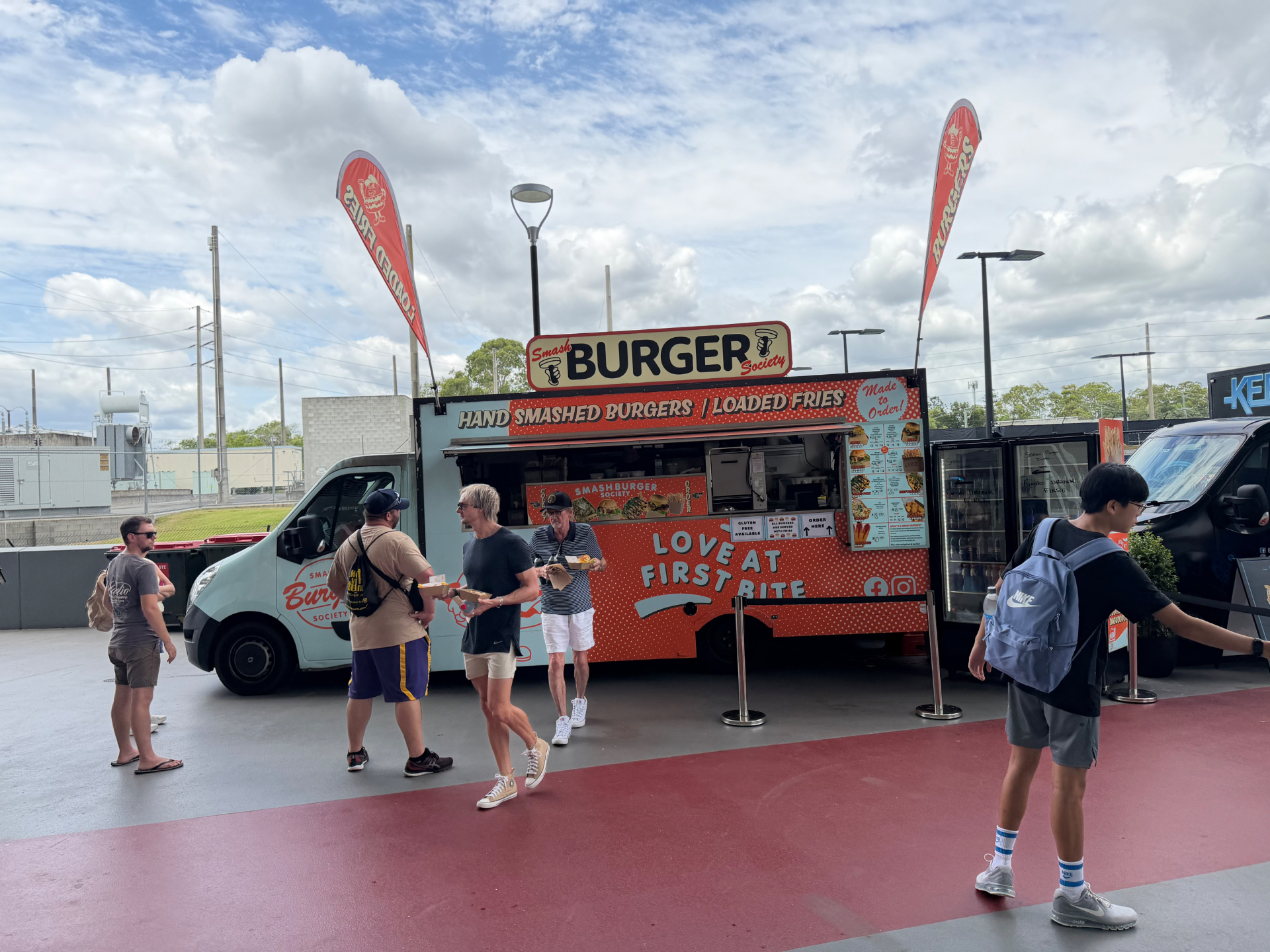 Smash Burger Society food truck parked and serving customers on the northern Gold Coast